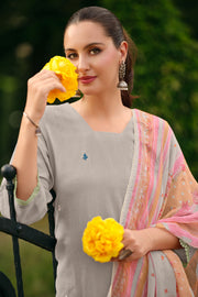 Stylish Linen Embroidery Casual Wear Salwar Suit
